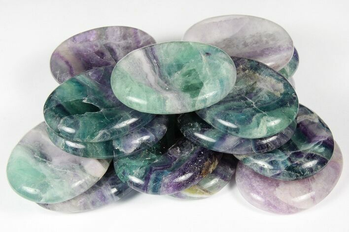 1.8" Polished Rainbow Fluorite Worry Stones - Photo 1